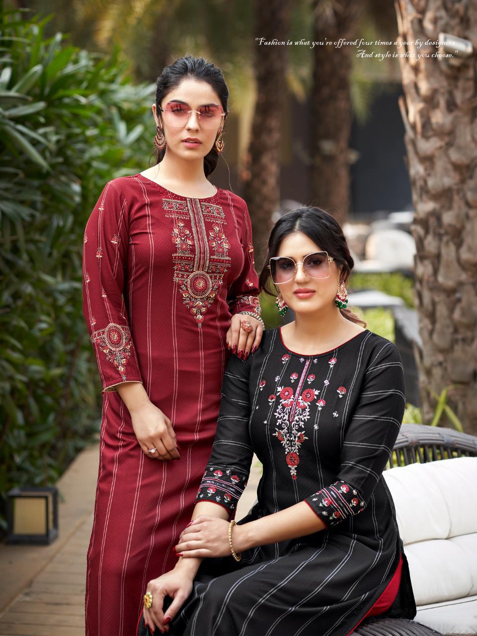 Ladies Flavour Saanvi 2 Ethnic Wear Rayon Weaving  Kurti With Bottom Collection